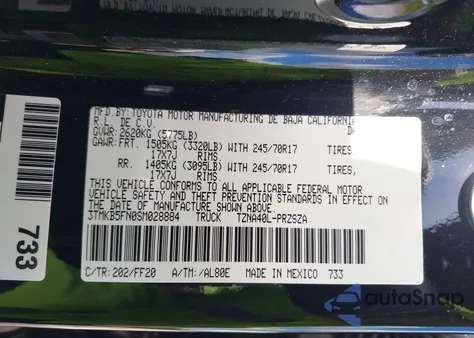 2025 Toyota Tacoma Sr5 z USA, uszkodzony, nr VIN 3TMKB5FN0SM028884